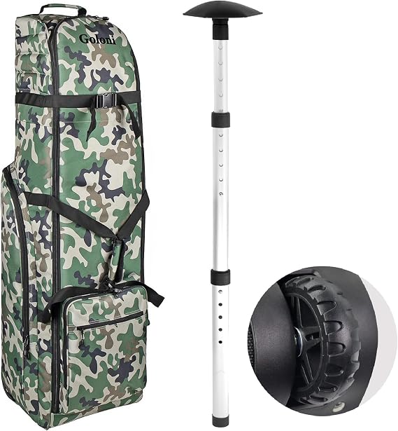 Goloni Golf Travel Bag with Wheels for Airlines, Heavy Duty Golf Club Travel Case, Water Resistant Golf Bag Cover for Air Travel, Portable Foldable Golf Luggage for Men Women
