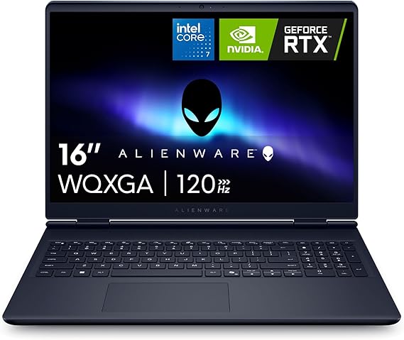 Alienware 16 Aurora Gaming Laptop, NVIDIA RTX 5060, Intel Core 7 240H | 2560x1600 Display, 120Hz, 16:10, 16GB DDR5 RAM, 1TB SSD, Windows 11 Home, Backlit Keyboard, Blue