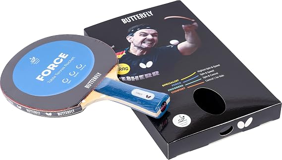 BUTTERFLY Force Table Tennis Bat Professional Table Tennis Bat for Advanced and Competition Players Black/Red Padings with ITTF Competition Approval Extremely Grippy Surface