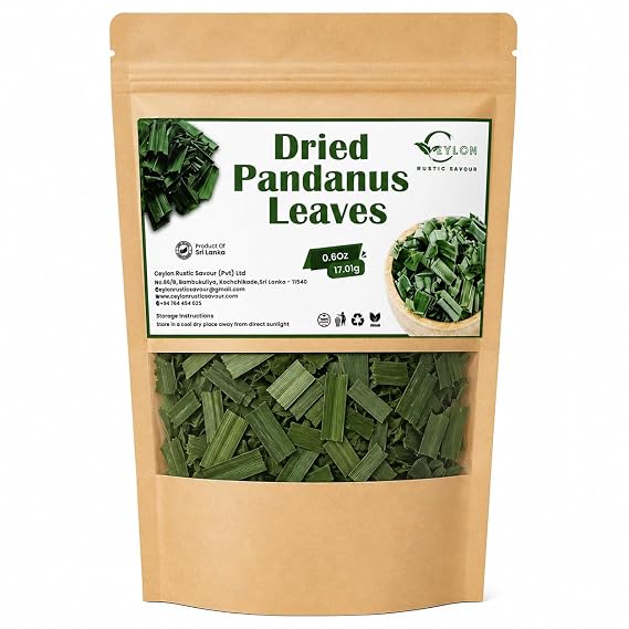 Dried Pandan Leaves 0.6 oz (17g) 100% Pure, Naturally Air-Dried Pandanus Leaf for Tea, Cooking, Baking & Desserts Fragrant, Aromatic Herbal Use