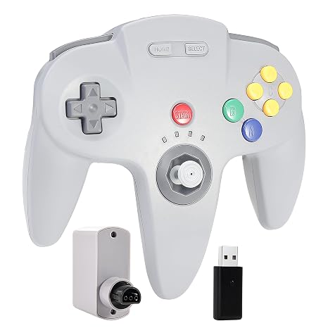 SAFFUN Wireless N64 Controller Made for Switch 1 & 2, N64 Console, Wireless 2.4 GHz Receivers Compatible with Switch Online, Windows PC, macOS (Built-in Vibration) (Rechargeable) (Plug and Play) Gray