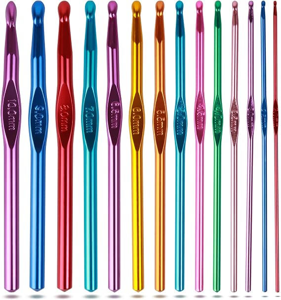 Crochet Hooks Set, Aluminum Handle Knitting Needles for Arthritic Hands, Crochet Needles for Yarn Craft, Nice Gift for Women