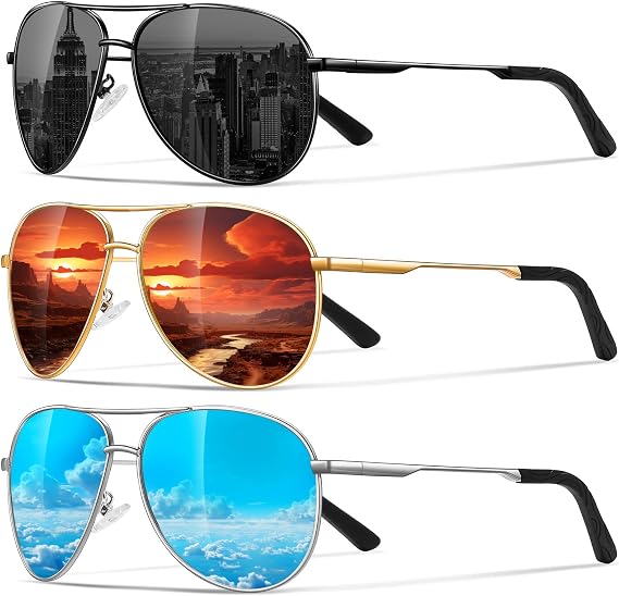 Eiuizah Polarized Aviator Sunglasses for Men Women UV400 Driving Shades | Polarized Lenses Reduce Glare with UV Protection Lightweight Aviator Designed for Driving Fishing Outdoor Activities