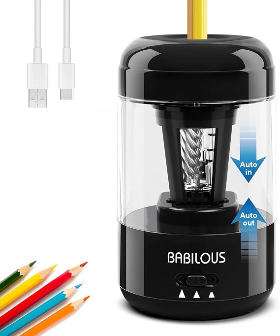 Babilous Rechargeable Electric Pencil Sharpener with Auto Feed & Auto Eject