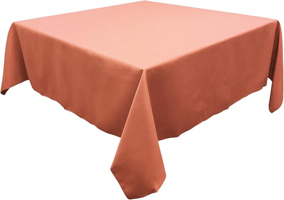 TableLinensforLess Polyester Square Tablecloth, 45 Inch Square, (Coral)