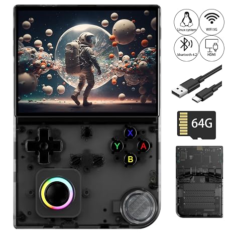 RG40XXV Retro Handheld Gaming Console with 4-inch IPS Screen 64G TF Card Linux System and 3200mAh Battery Supports 5G WiFi Bluetooth 4.2 HDMI