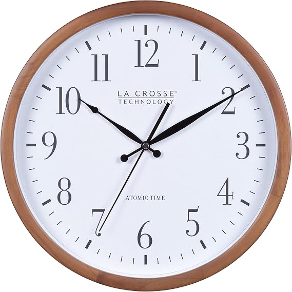 La Crosse Technology Atomic Analog Wall Clock, Wood, 12.80" (404-50447)