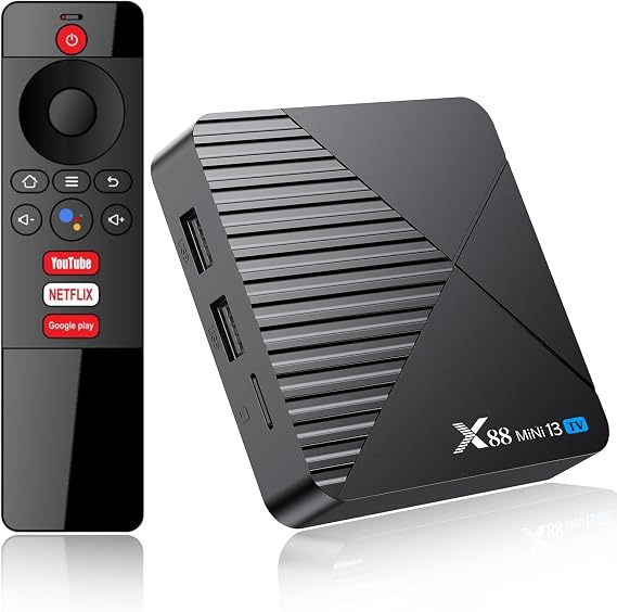 Android TV Box 13.0, RUPA 8K Smart TV Box with Voice Remote 4GB RAM 64GB ROM Dual WiFi/WiFi6/BT5.0 8K HD HDR10 YouTube Support Video and Audio
