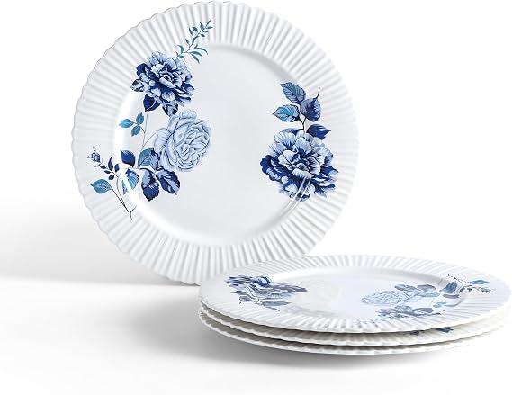 Stone Lain Fiore 4-Piece Dinner Plate Set New Bone China, Blue
