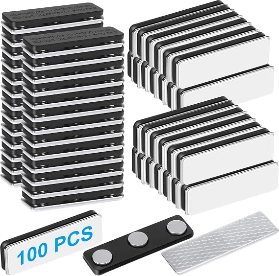 MTLEE 100 Pack Magnet Name Tags Bulk Magnetic Name Badge Holders