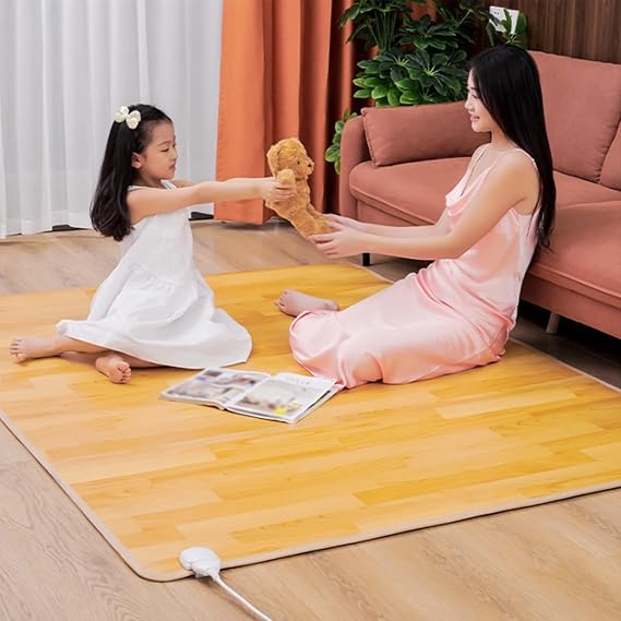 Electric Heated Area Rug, Portable Heated Floor Mat with Timer & Adjustable Temperature, Indoor Floor Heater, Electric Large Heating Pads & Foot Warmer for Home Office(50 * 60cm)
