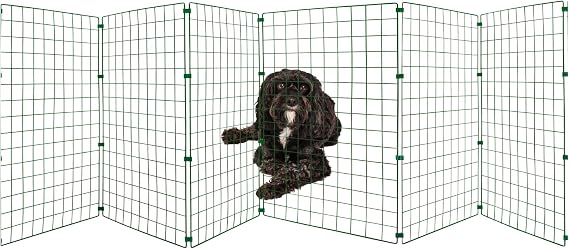 Freestanding Indoor Dog Barrier/Fence - Room/Hallway Divider, Folding Puppy Gate, Folding Portable Fence for Indoors, Puppy Gate, Adjustable Secure Fence (5 Panels, 75cm High)