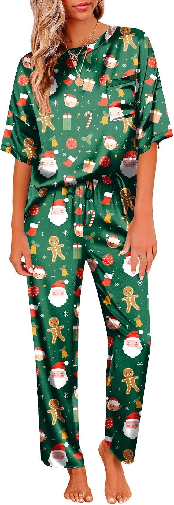 Ekouaer Pajamas for Women Set Silky Satin 2 Piece Lounge Sets with Pockets