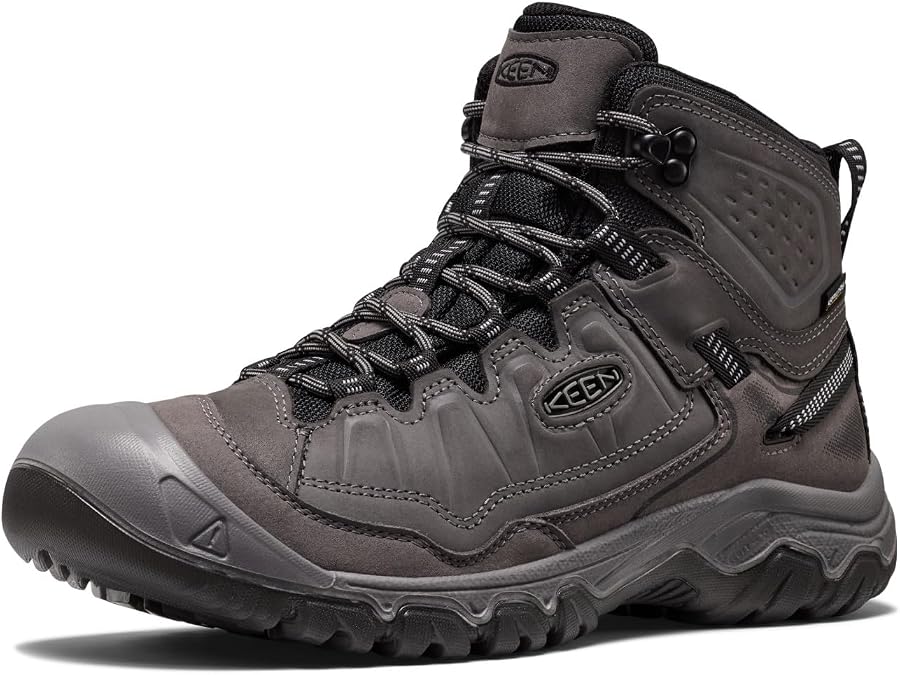 KEEN Men's Targhee 4 Mid Height Durable Comfortable Waterproof Hiking Boots, Magnet/Black, 10
