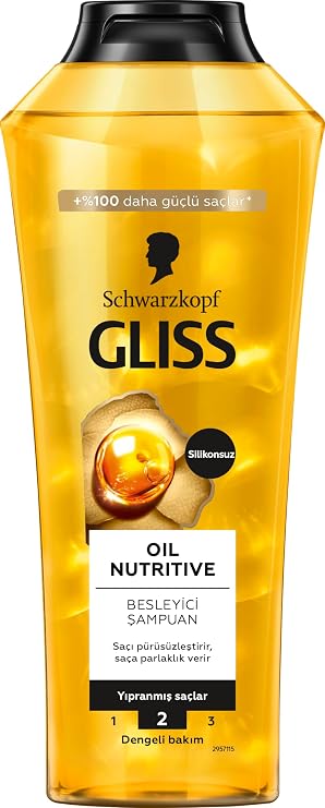 Gliss Oil Nutritive Omega 9 ve Marula Yağı içeren Besleyici Şampuan 400 ml Yıpranmış Saçlar