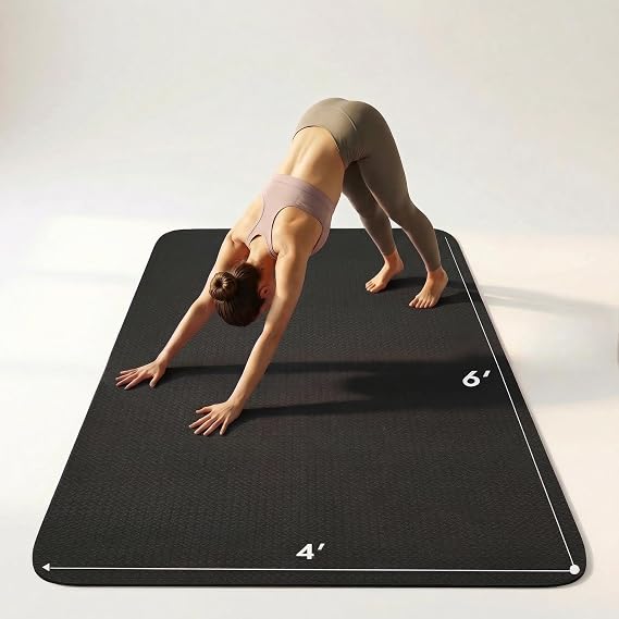 Large Yoga Mat 6'x 4'(72x 48)1/4" &1/3" Extra Wide Exercise Mat 183cm x 122cm Large Exercise Mat Big Home Yoga Mat Pilates Mat,Non Slip,Thick,TPE Workout Mat,for Women & Men, Yoga, Pilates, Gym and Floor Workouts Pilates