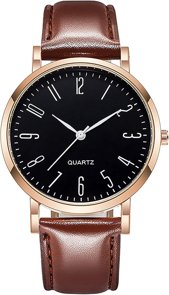Men's Leather Quartz Watch PU Leather Strap Watches Analog Quartz with Watches Starry Dial, 3 Hand Quartz Watch Premium Fashion Wrist Watch for Men