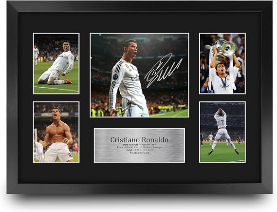 HWC Trading Cristiano Ronaldo Real Madrid Printed Memorabilia Signed Autograph Photograph Display for Football Fans and Supporters - A3 Framed
