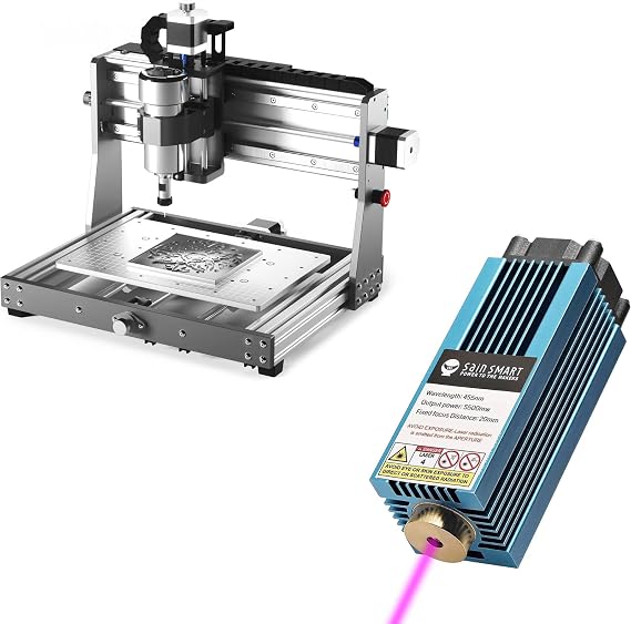 3020-PRO MAX V2 CNC Router Machine+FL55P Laser Module Kit, Upgraded 3 Axis Engraver for Metal, Wood, Acrylic, PCB MDF, New Structure & Offline Controller & 6pcs Limit Switches