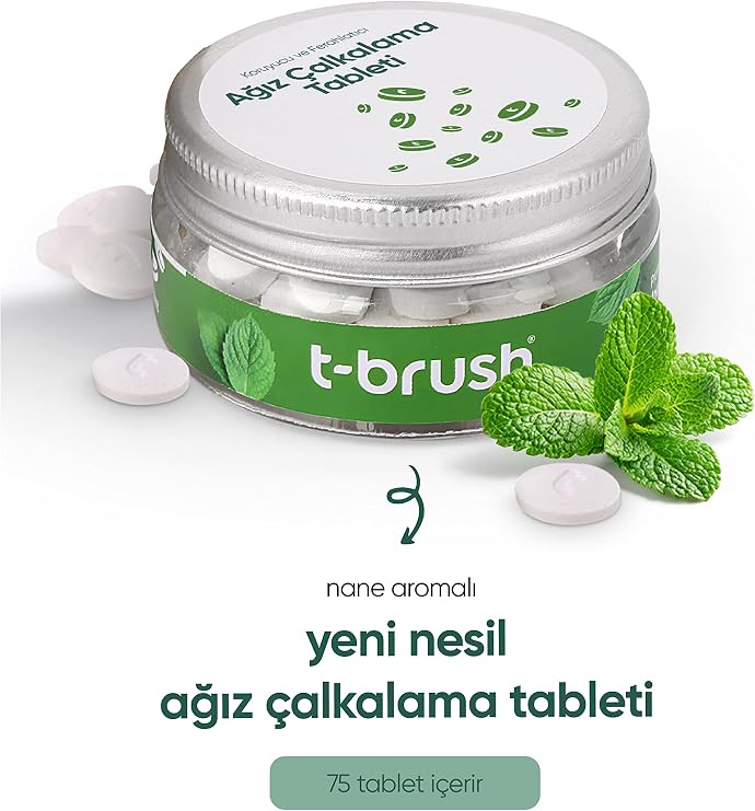 Koruyucu ve Ferahlatıcı Ağız Çalkalama Tableti - Florürsüz- Alkolsüz - Vegan - 75 tablet (Nane Florür)