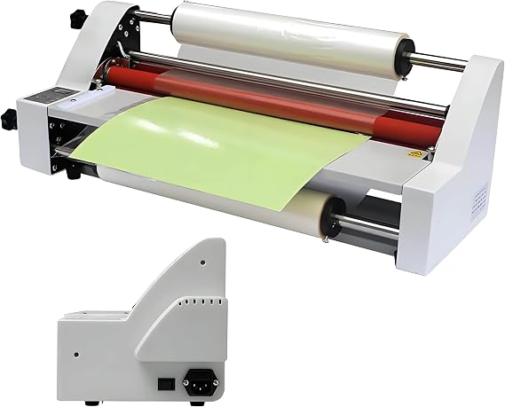 Hot and Cold Roll Laminator Machine for Documents, Photos, and Cards with 4 Rollers and Included Film