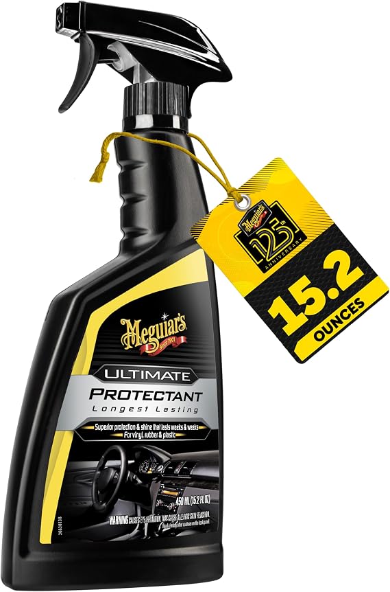 Meguiar's Ultimate Protectant, Exterior & Car Interior Protectant with UV Clear Coat Technology, Non-Greasy Formula for Shining and Protecting Vinyl, Rubber, and Plastic, 15.2 Oz Spray Bottle