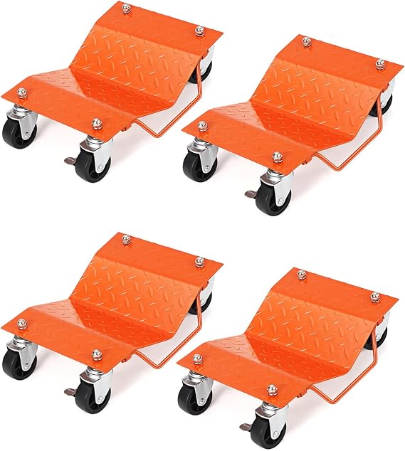 6000 LBS Car Wheel Dolly Set of 4, Car Dolly with Security Lock for Moving