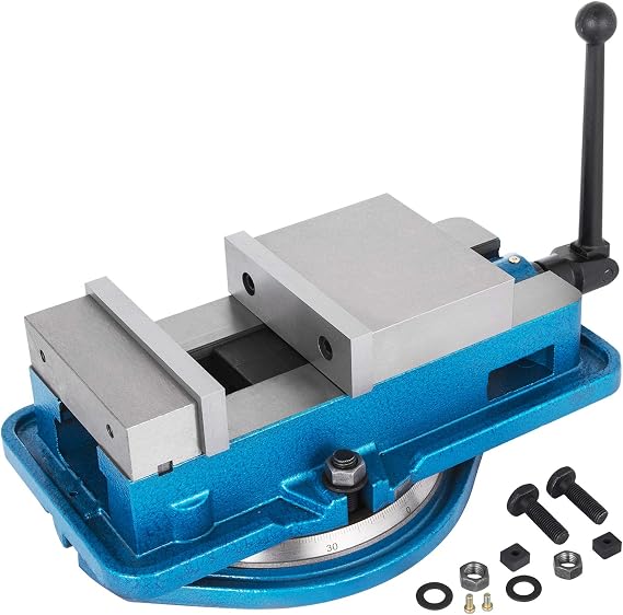 Happybuy 5 Inch ACCU Lock Down Vise Precision Milling Vice 5 Inch Jaw Width Drill Press Vise Milling Drilling Machine Bench Clamp Clamping Vice with 360 Degree Swiveling Base CNC Vise