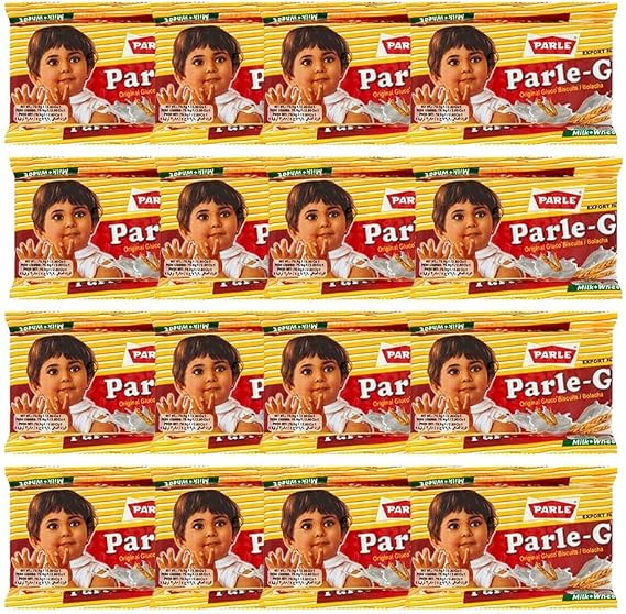 Parle-G Biscuits 79.9g Original Indian Glucose Cookies Crunchy Delicious Breakfast Snack for Tea Time Treat Pack of 16