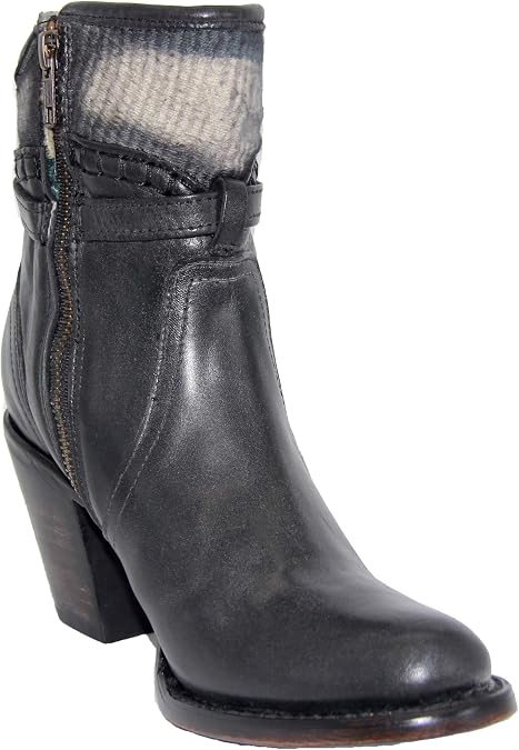Womens Leather Western Cowboy Ankle Boot