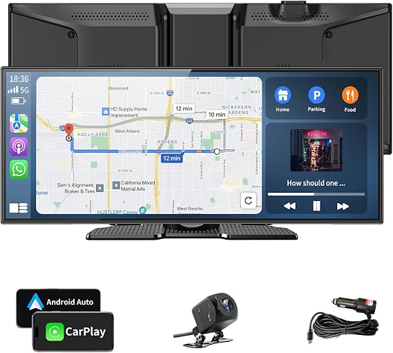 11.5" Largest Wireless Carplay Screen for Car, Portable Apple Carplay & Android Auto Touch Screen,1080p Backup Camera/Mirror Link/Voice Control/GPS/Bluetooth,for All Vehicles