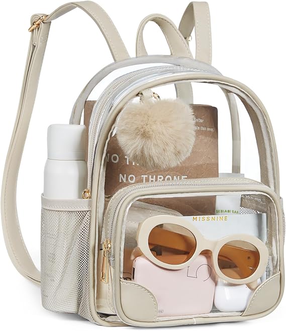 Missnine Small Clear Backpack for Stadium Events Anti-theft Mini Clear Bag for Sport Event Concert