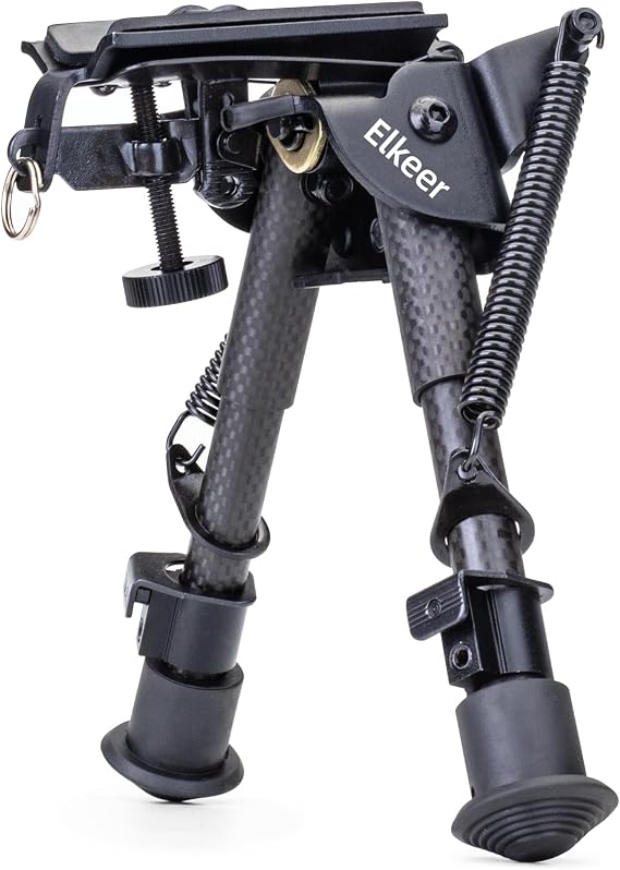 Carbon Fiber Tilting Bipod with Sling Stud Mount and Adjustable Legs