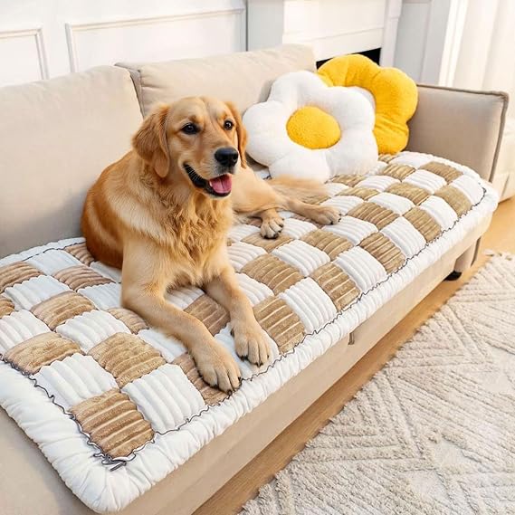 LiveGo Couch Cover for Dogs Washable, Sofa Cover Protector, Couch Covers for 3 Cushion Couch Sofa Pet Friendly, Soft, Non Slip (Light Coffee, 70x150 cm / 27.6x59.06 in)