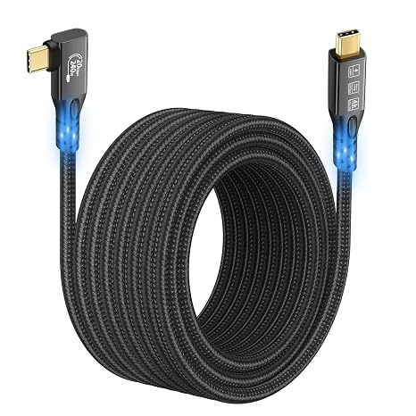 20Gbps USB C 3.2 Gen 2x2 Cable, 90Degree Type C 4K@60Hz UHD Video 5A/240W PD3.1 Fast Charge Compatible with Thunderbolt 3/4 for iPhone 15Pro MacBook Dell Monitor SSd etc (90Degree USBC 20G 240W 3M)