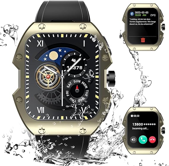 Rogbid Smart Watch for Men 1.9'' Screen IP69K Waterproof, Answer/Make Call Fitness Tracker Watch for Android iOS Phones 580mAH Military Smartwatch with Heart Rate Blood Oxygen Pressure Sleep Monitor