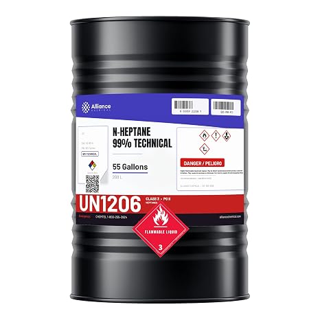 Alliance Chemical n-Heptane 99% Technical - 55 Gallon Drum - Naphtha Solvent