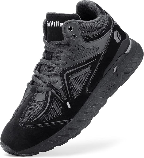 FitVille Wide Basketball Shoes for Men with Flat Feet Extra Wide High-top Sneakers with Ankle Support