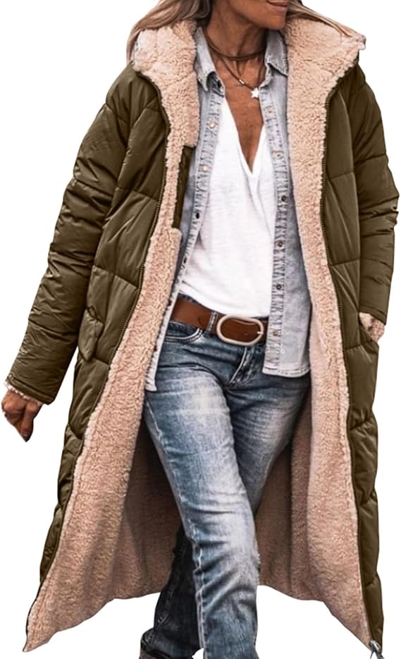 Long Puffer Coat Women Winter Warm Down Coats Parkas Oversized Shearling Fleece Jackets Womens Hooded Puffer Jacket