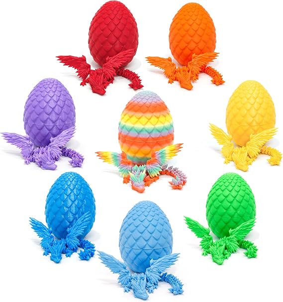 8 Pack 3D Printed Dragon Egg - Small Egg with Wings Dragon Inside