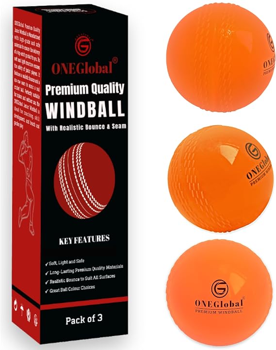 Premium Windball Soft Cricket Ball | Durable, Embossed Seam, True Bounce & Swing | Wind Ball Cricket Balls for Outdoor & Indoor Practice, Coaching, Garden & Beach Games
