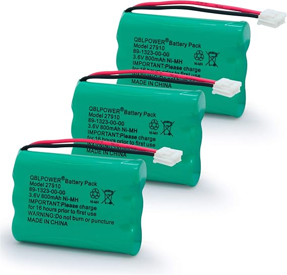 3.6V 800mAh 27910 Cordless Phone Battery Rechargeable 89-1323-00-00 E1112 E2801 TL72108 SD-7501 23-959 Cordless Handsets (Pack of 3)