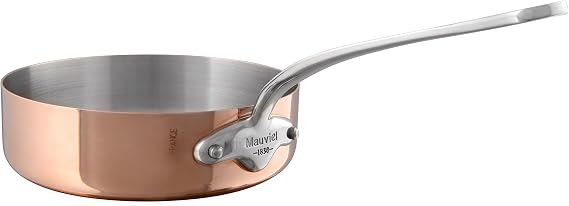 Mauviel M'Heritage 150 S 1.5mm Polished Copper & Stainless Steel Saute Pan, And Cast Stainless Steel Handle, 1.2-qt, Made In France
