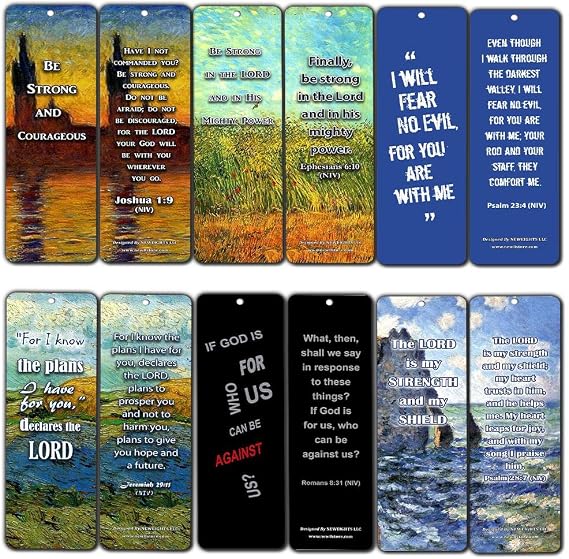 NewEights Christian Bible Bookmarks Cards - Be Strong (30-Pack)