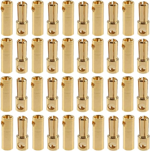20 Pairs Gold-Plated 5.5mm Banana Plug Bullet Male Female Connectors for RC ESC Motor Lipo Battery