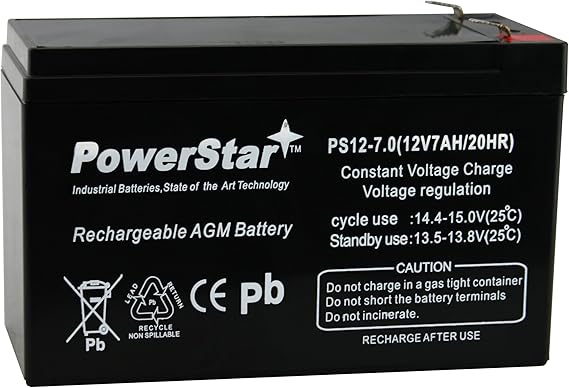 PowerStar 12V 7.0AH Sealed Lead Acid (SLA) Battery for PX12072