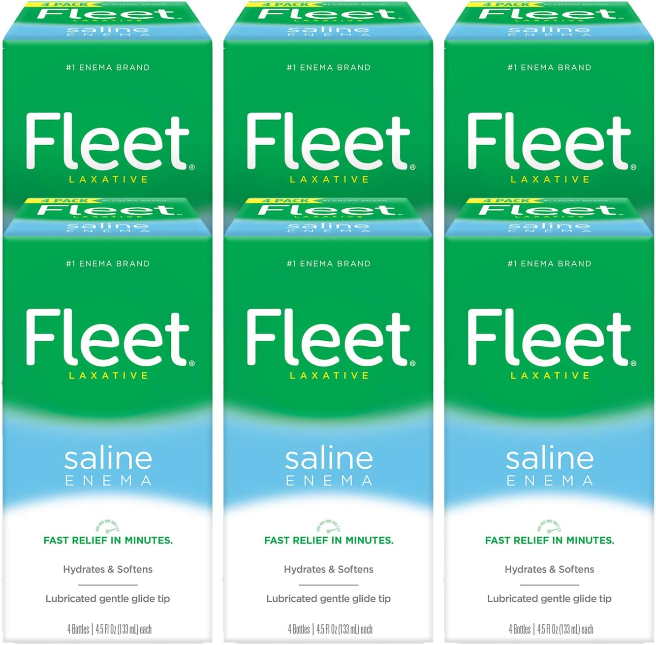 Fleet Laxative Saline Enema for Adult Constipation, 4.5 Fl Oz Pack of 24