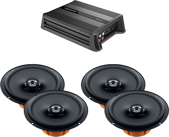 Hertz DPower 4 4 Channel Amplifier & 2 Pairs of Hertz DSK 165.3 Dieci Series 6.5" 2-Way Coaxial Speakers