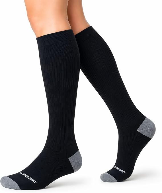 CopperJoint Compression Socks for Women & Men, Black, Small, 1 Pair | Graduated Fit, Copper-Infused Nylon, Seamless Toe, All-Day Standing, Sports, Travel Ready