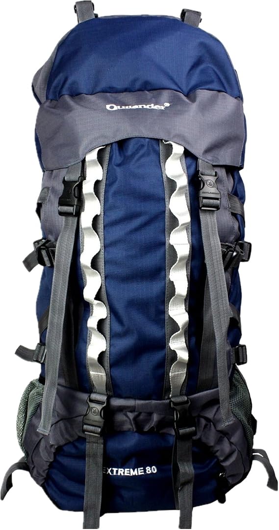 80L Internal Frame Backpacks Outdoor Nylon Hiking Backpack Water-resistant Trekking Bag with Rain Cover for Camping Mountaineering Traveling (Navy Blue)